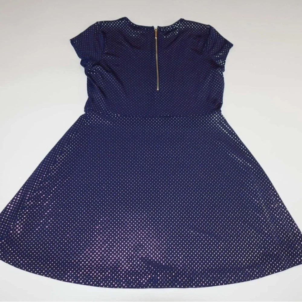 Michael Kors Navy Blue Polka Dot Midi Dress, Sz XL, Like New